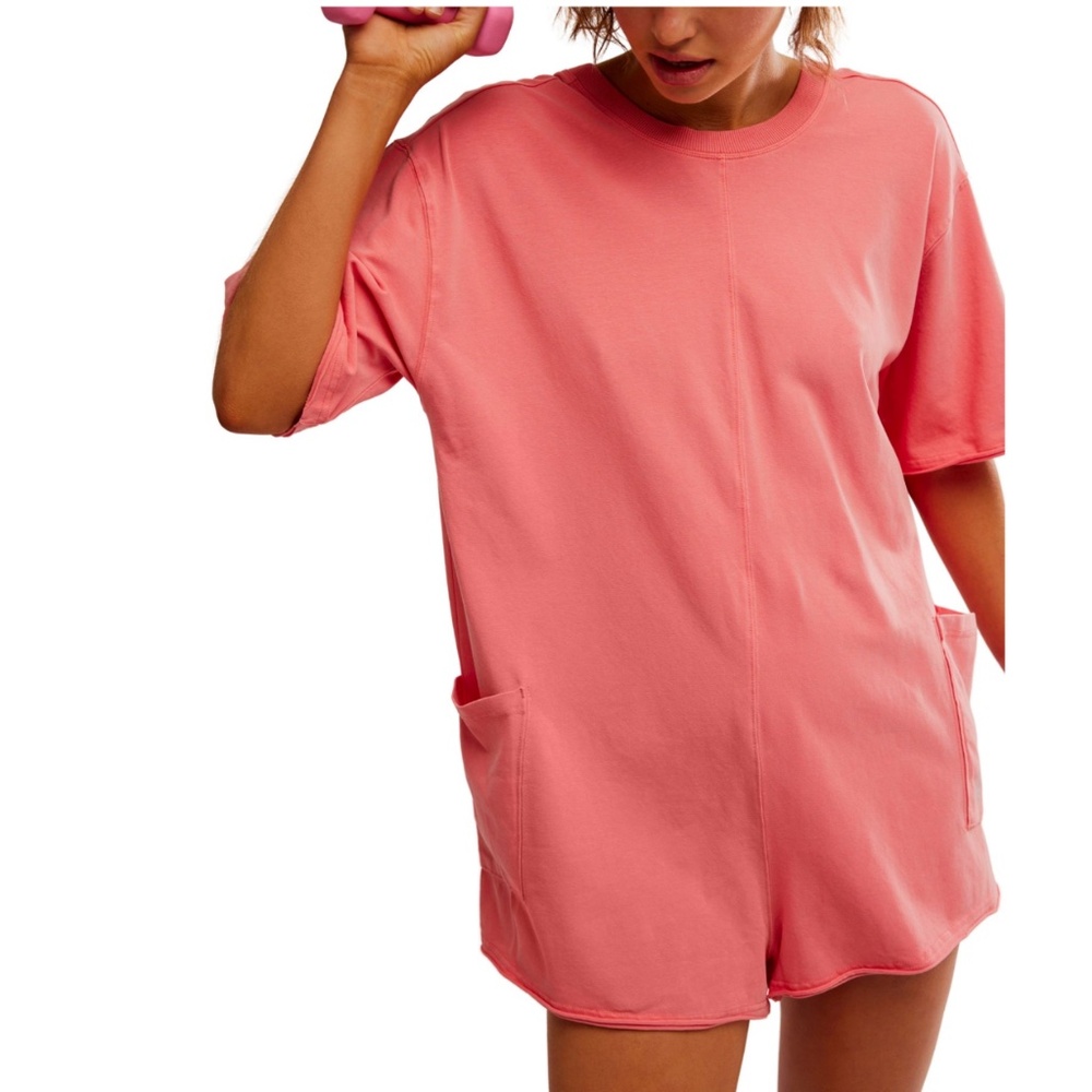 FP Movement by Free People Hot Shot Tee Romper in Hibiscus in various NWT - Picture 8 of 9